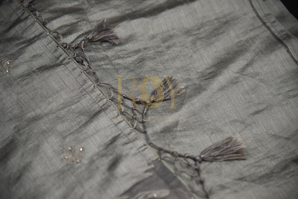 Silk Cotton Saree with Matching Fusion