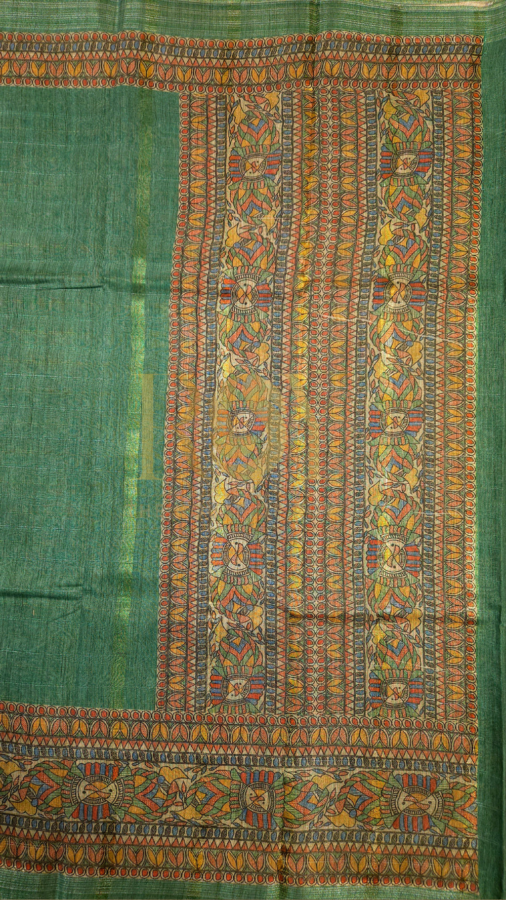 Aqua Green Printed Liva Cotton Saree