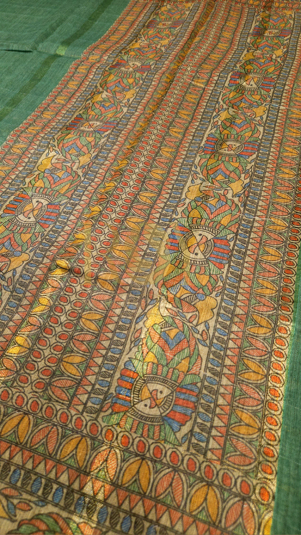 Aqua Green Printed Liva Cotton Saree