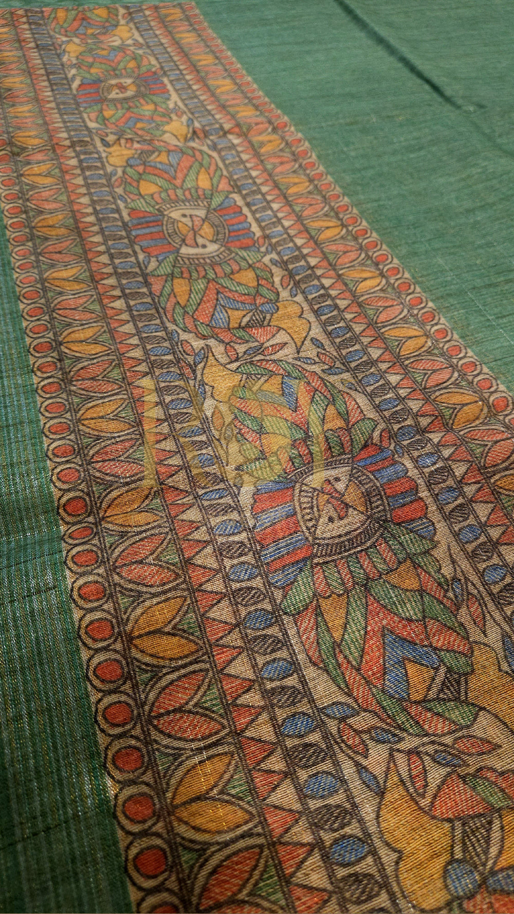 Aqua Green Printed Liva Cotton Saree