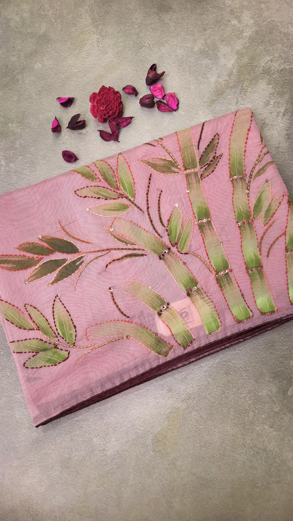 Chandheri Silk Cotton Baby Pink Saree