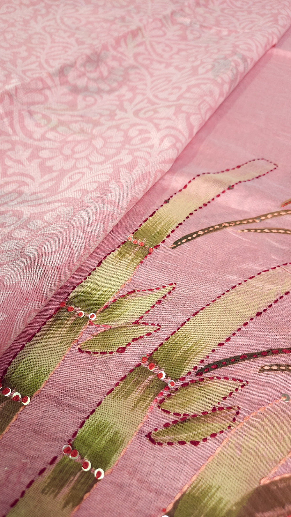 Chandheri Silk Cotton Baby Pink Saree
