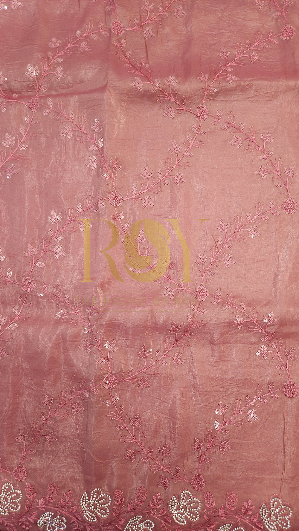 Bright Baby Pink Shimmer Organza Saree