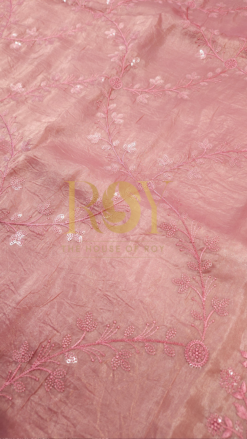 Bright Baby Pink Shimmer Organza Saree