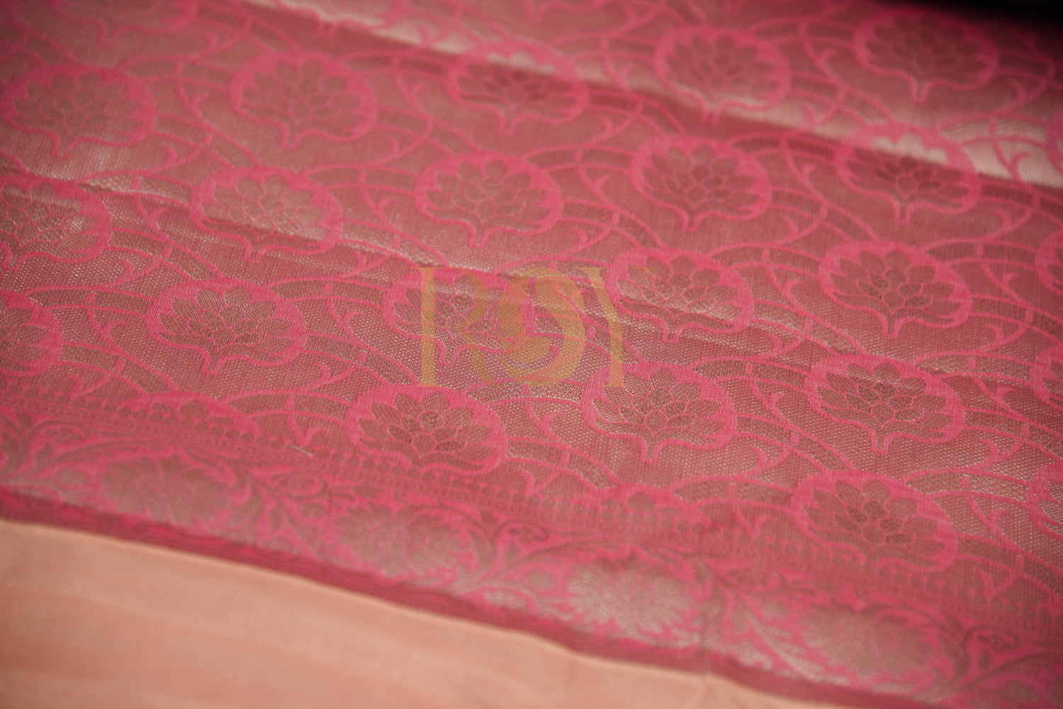 Banarasi Katan Silk Saree Peach with Pink Contrast Pallu