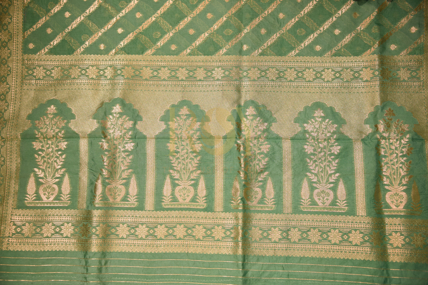 Banarasi Silk Cotton Green Saree