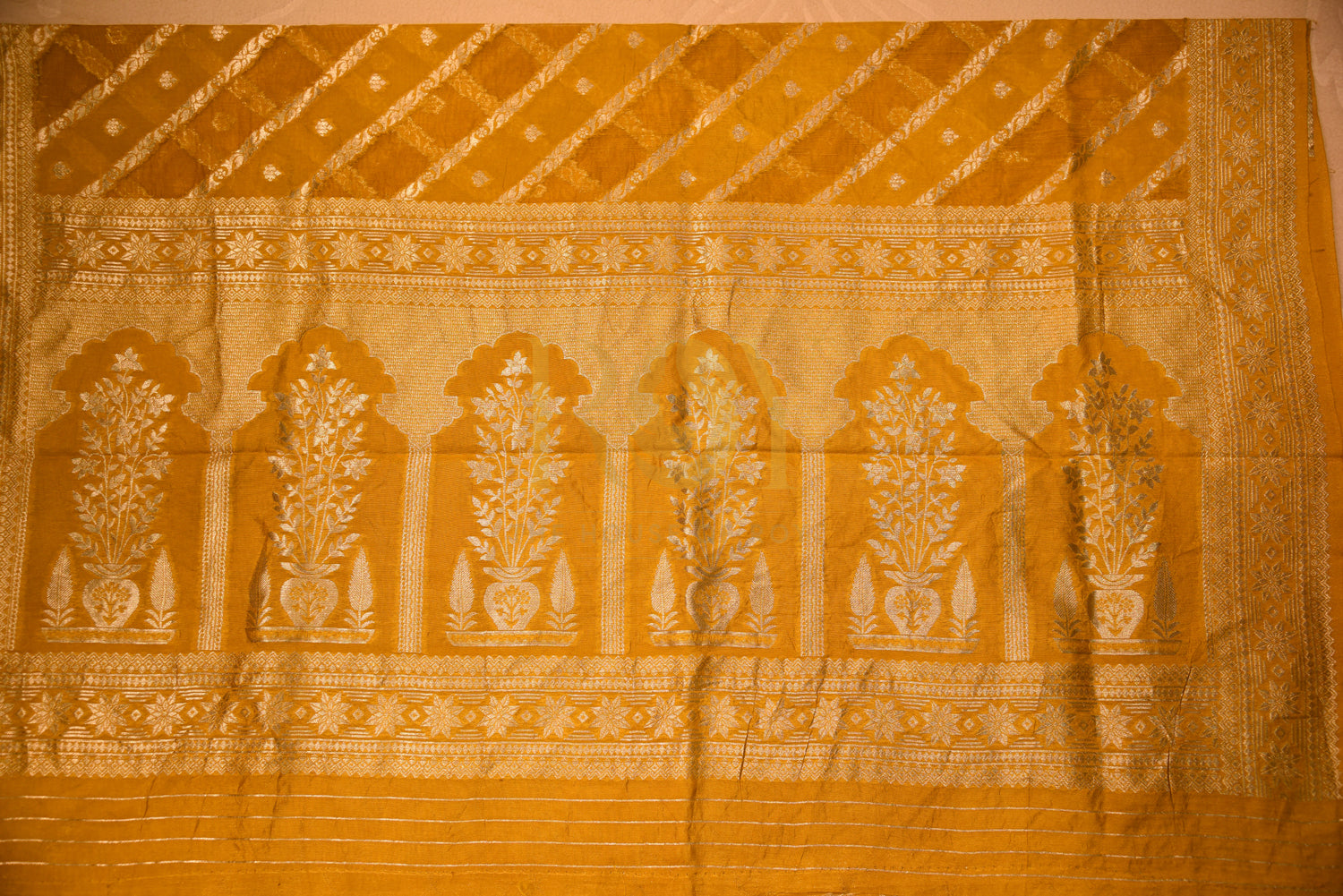Banarasi Silk Cotton Yellow Saree