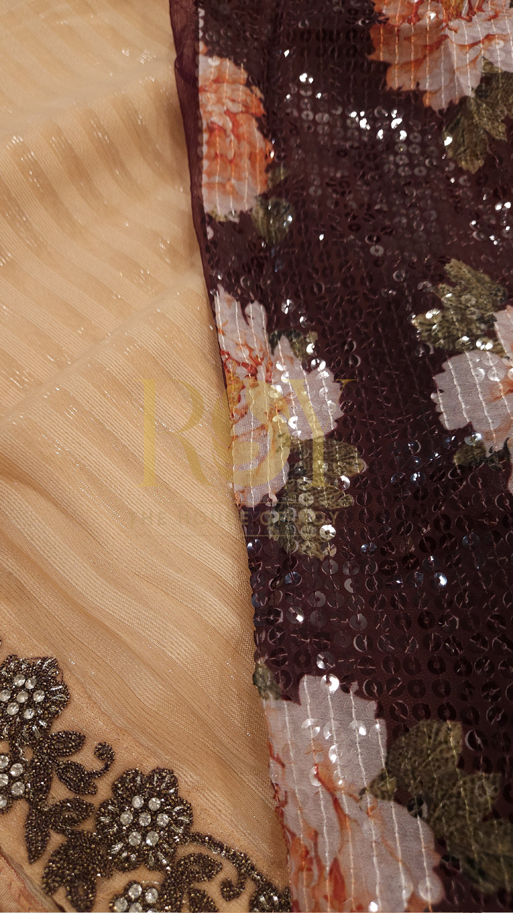 Light Peach Designer Saree