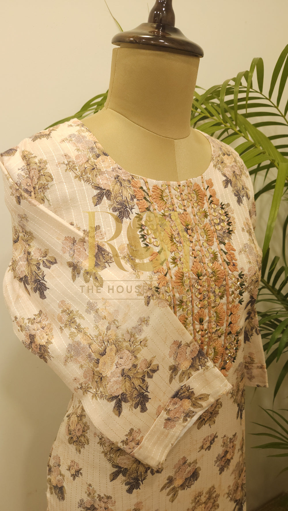Beige Floral Kurti