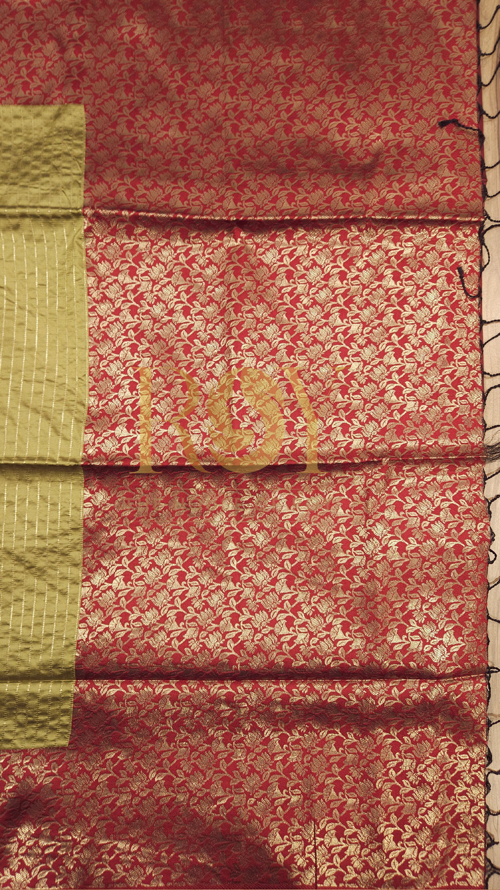 Beige & Red Mix Soft Silk Saree