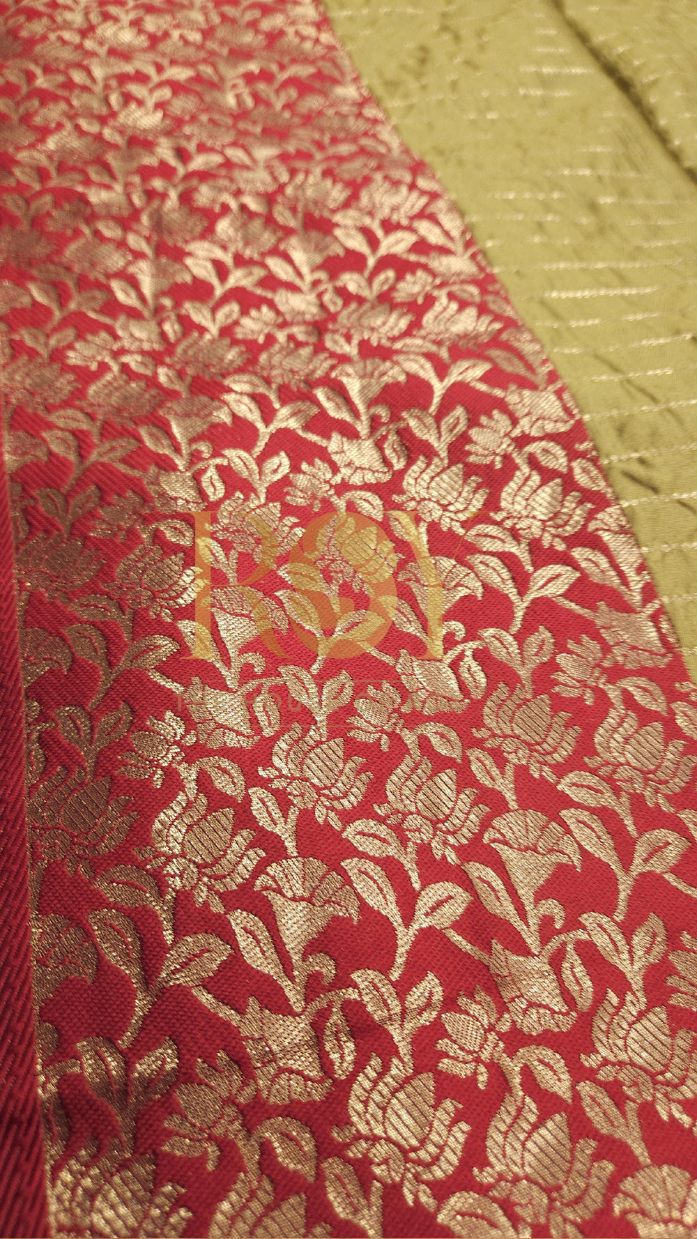 Beige & Red Mix Soft Silk Saree
