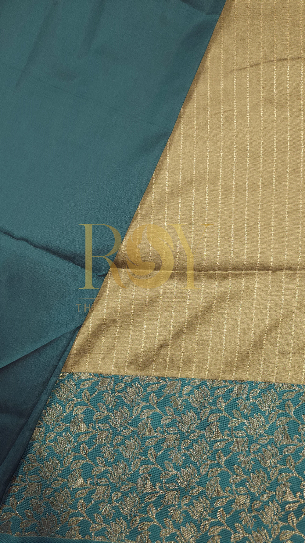 Beige & Turquoise Soft Silk Saree