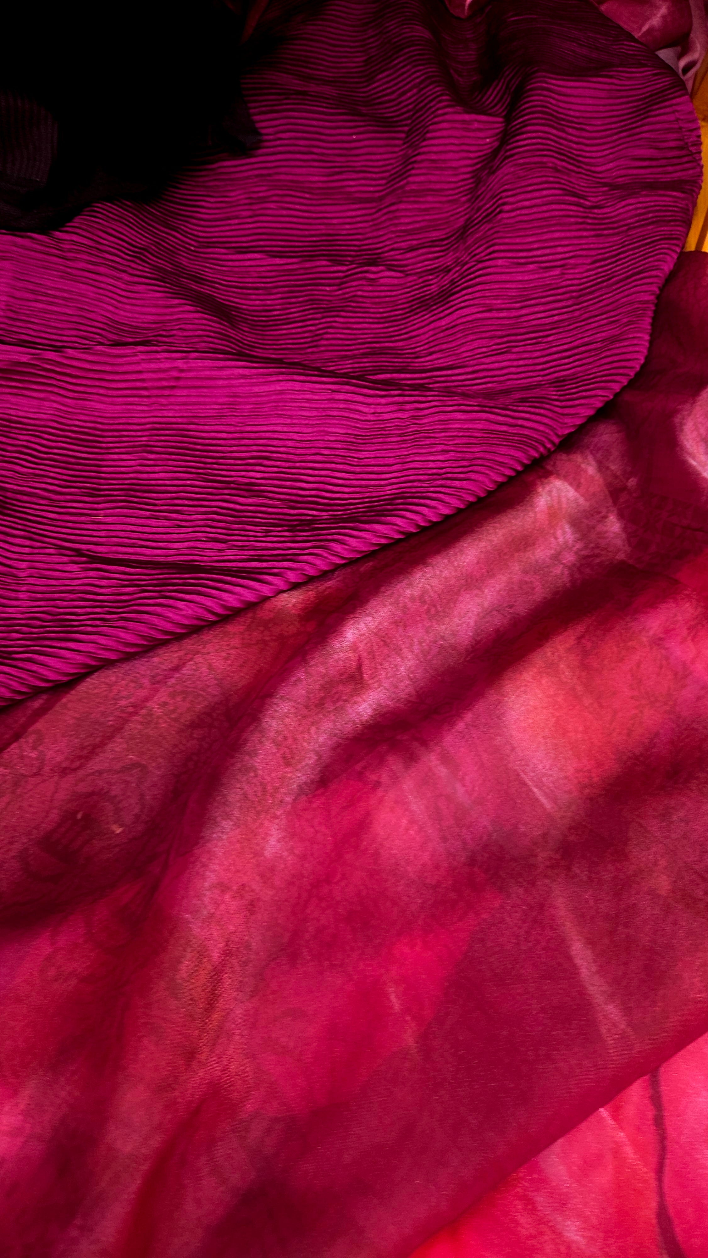 Cherry Red Satin Silk Saree
