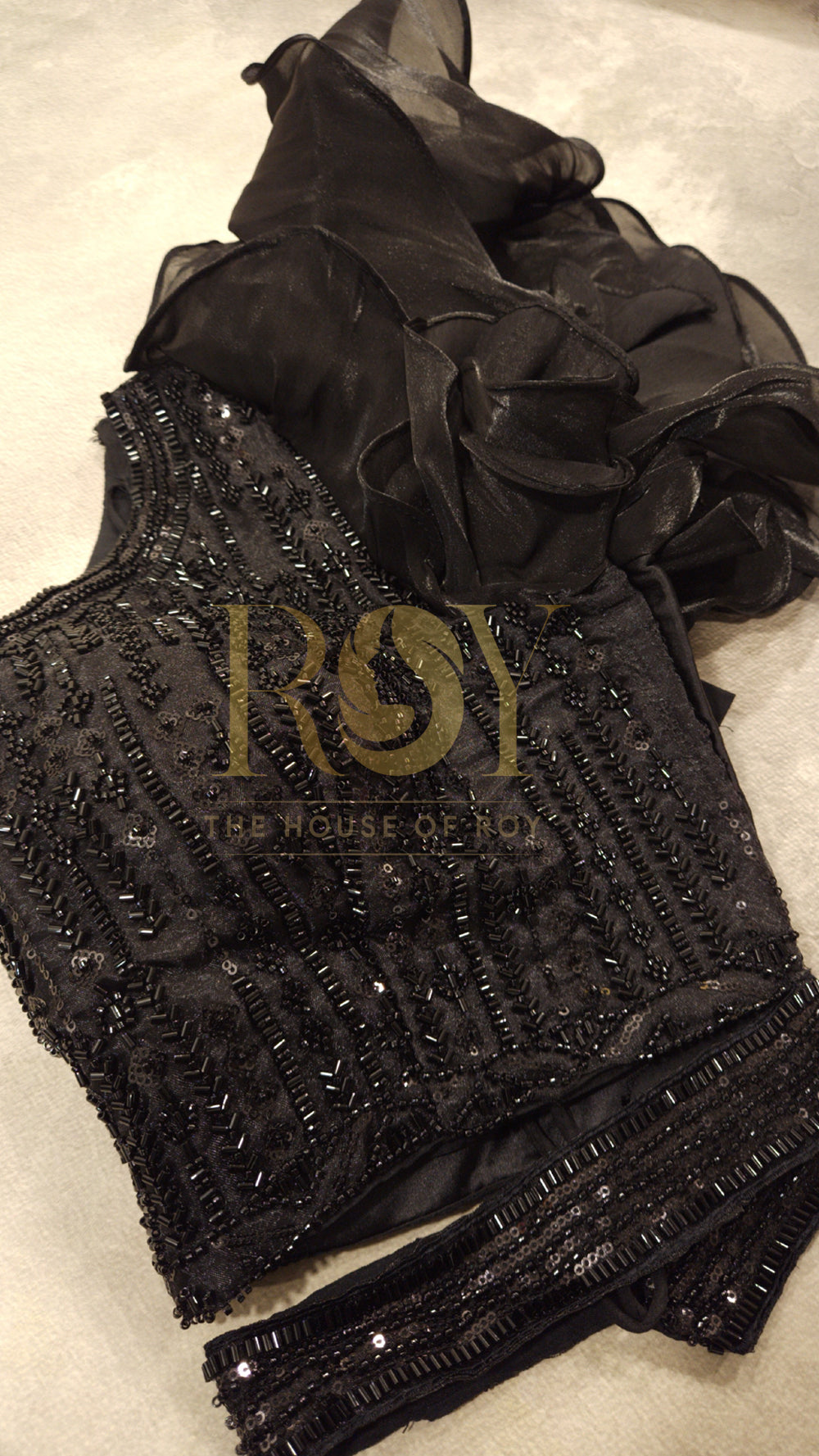 Black and White Pre-Draped Designer Saree