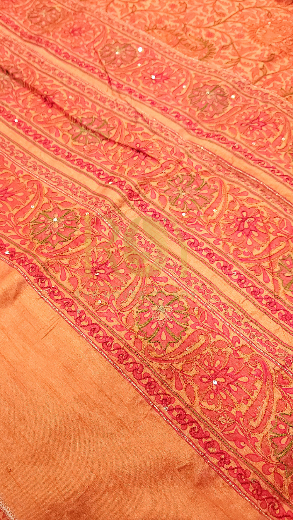 Bright Orange Raw Silk Saree