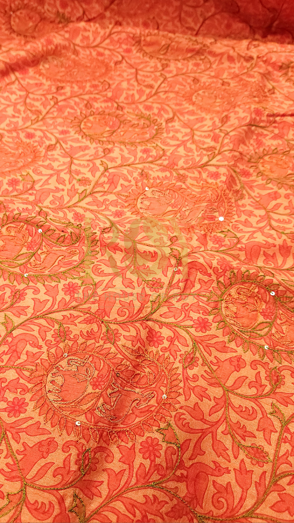 Bright Orange Raw Silk Saree