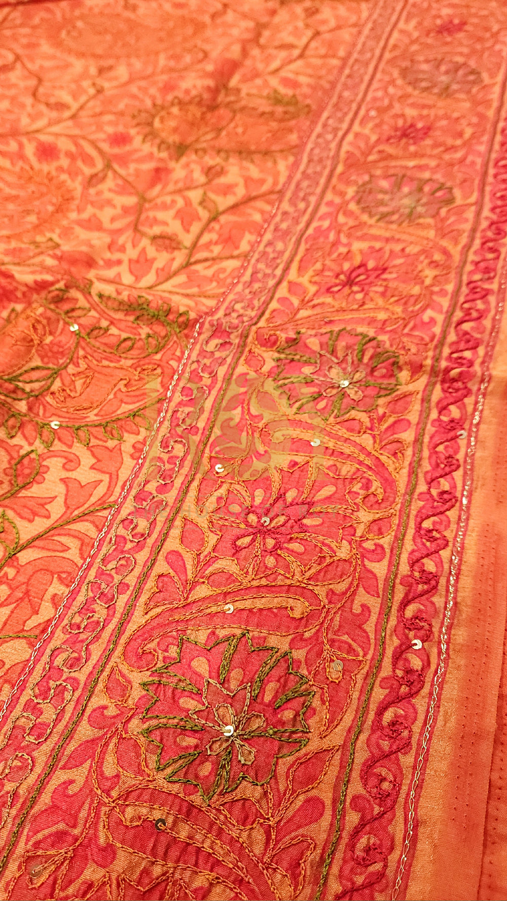 Bright Orange Raw Silk Saree