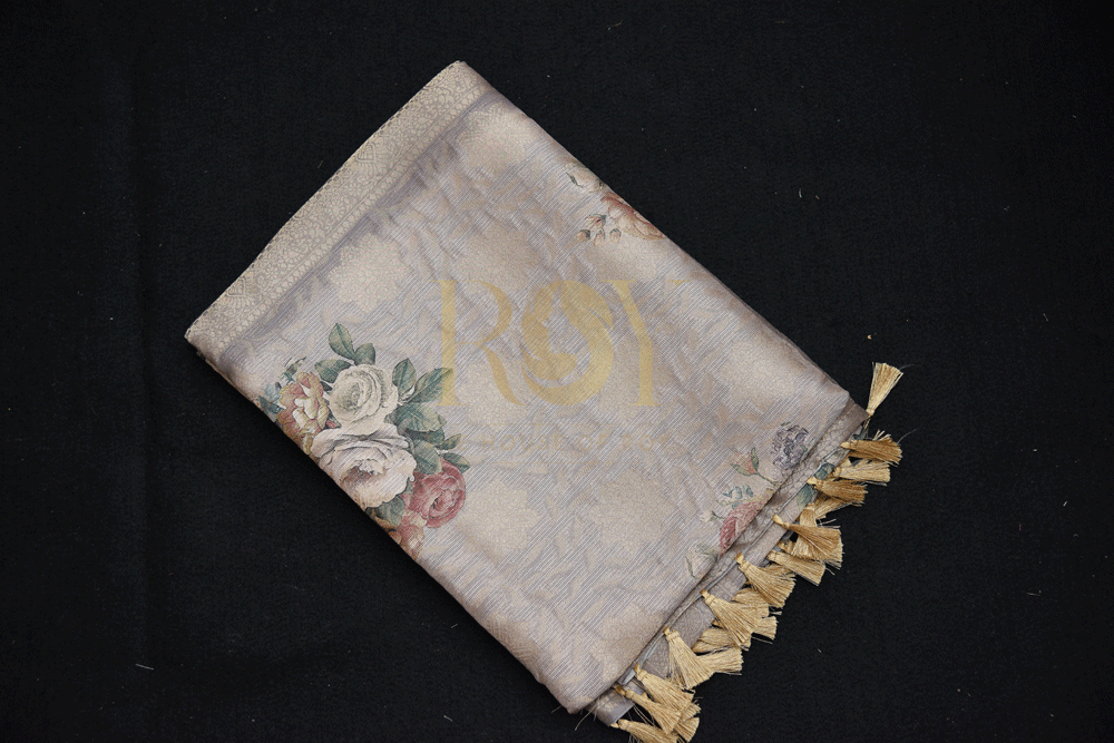 Brocade Beige Silk Saree