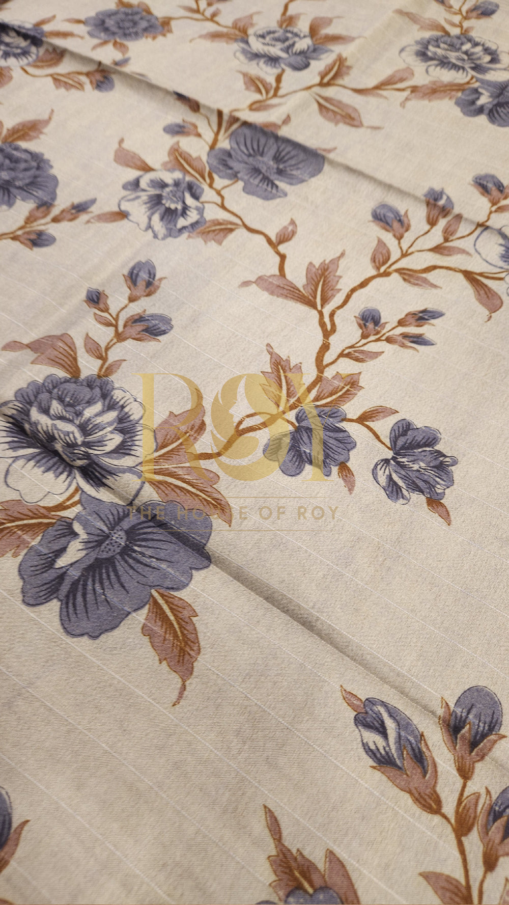 Brown Floral Print Saree