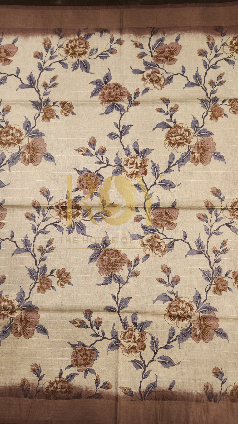 Brown Floral Print Saree