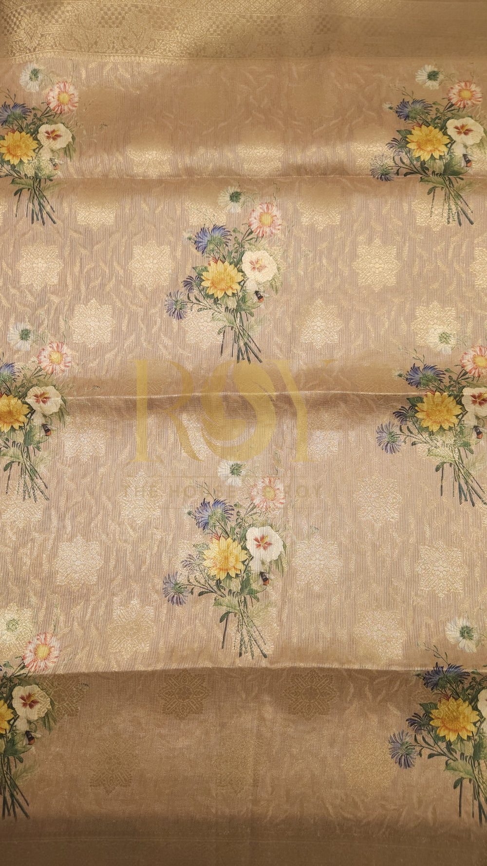 Brocade floral champagne pink
