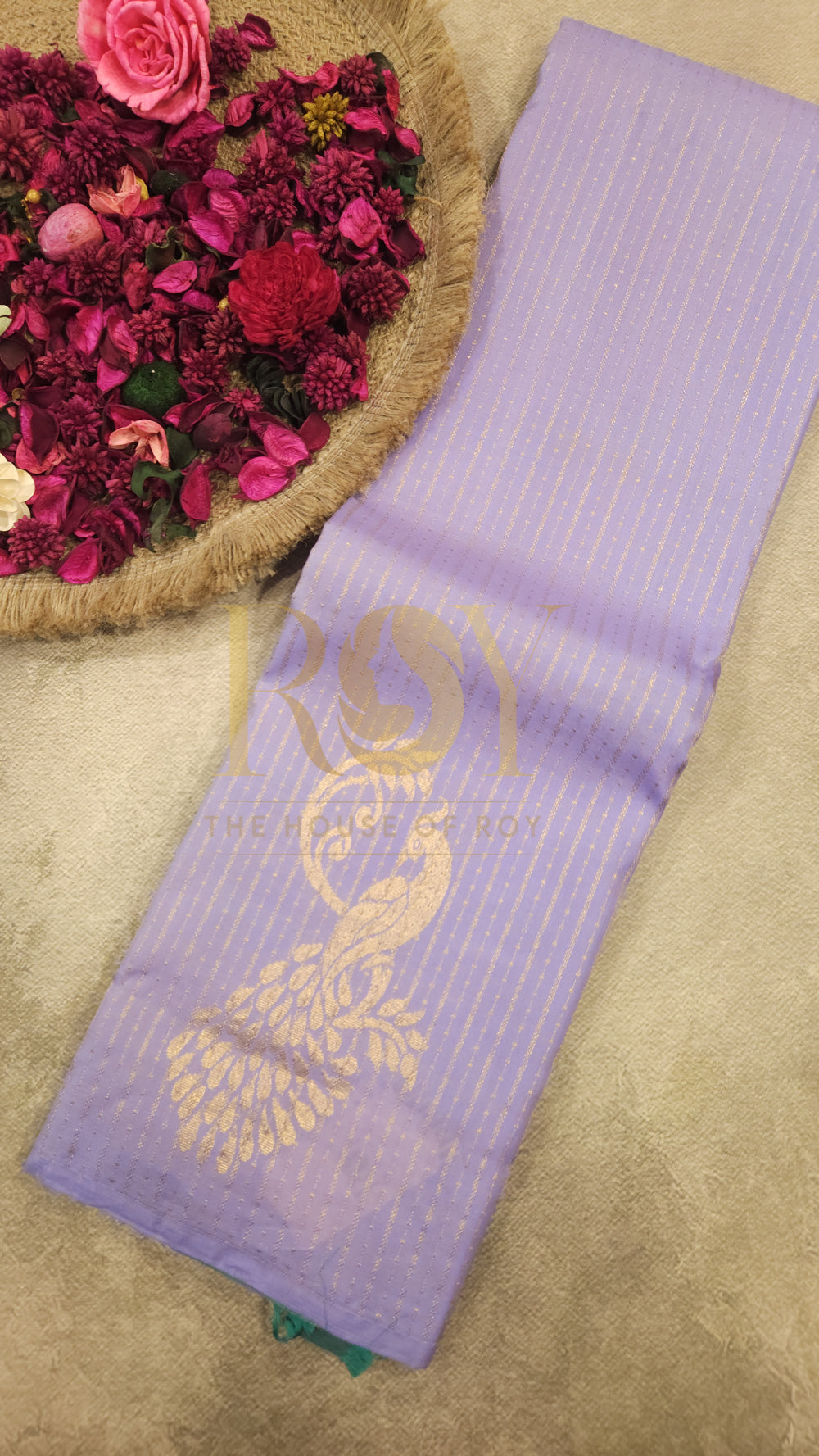 Lilac Silk Saree with Gold Jari