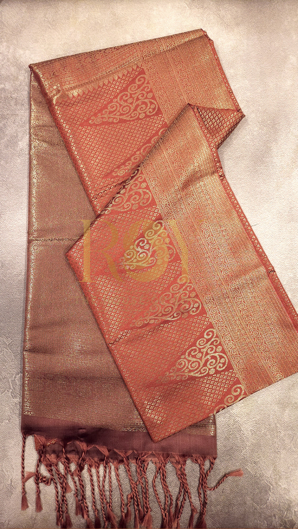 Copper Jacquard Soft Silk Saree