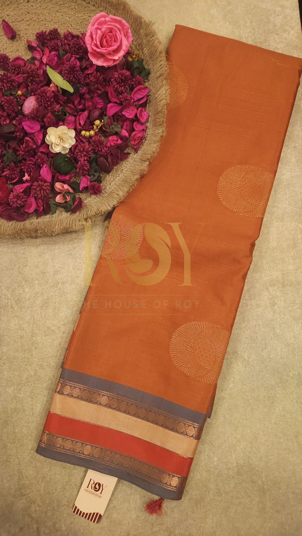 Soft Silk Cotton Saree Orange
