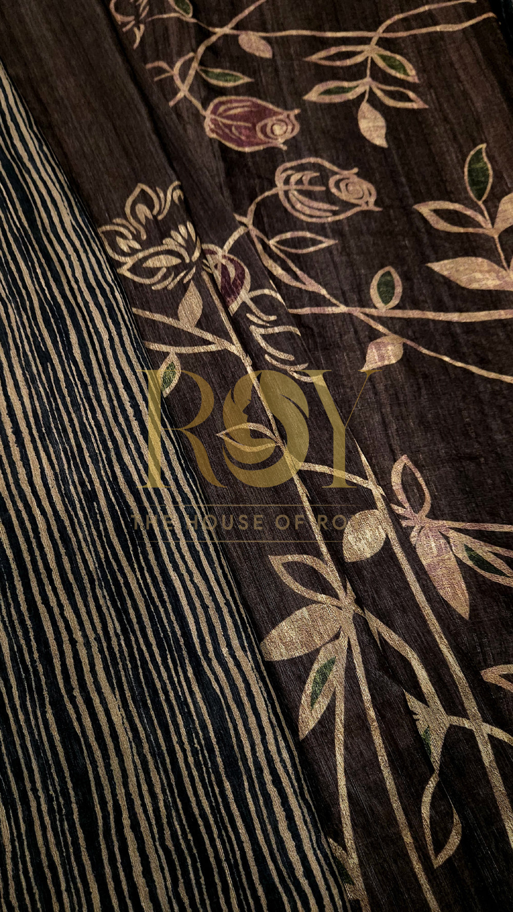 Printed Soft Mix Cotton Saree in Dark Brown