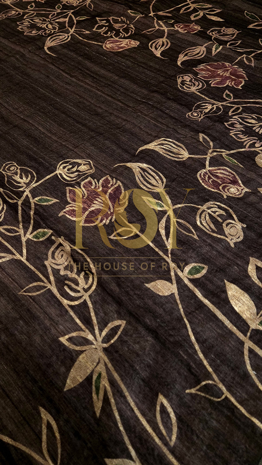 Printed Soft Mix Cotton Saree in Dark Brown