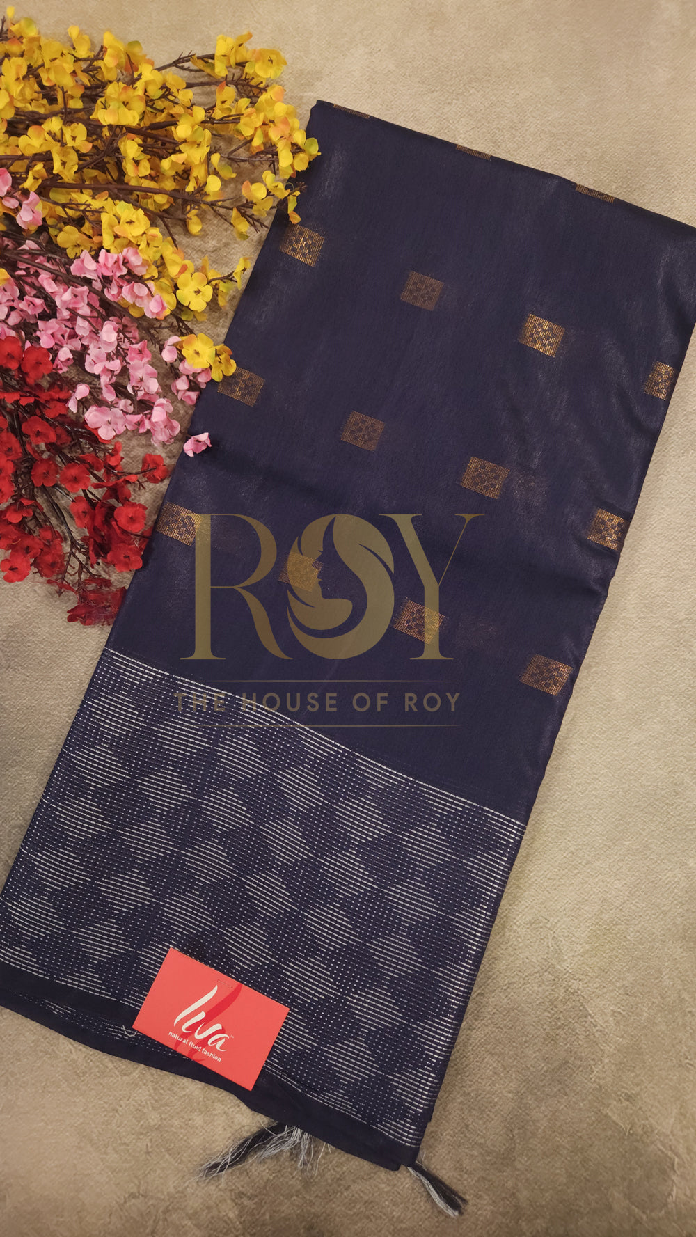Navy blue Liva Cotton Saree