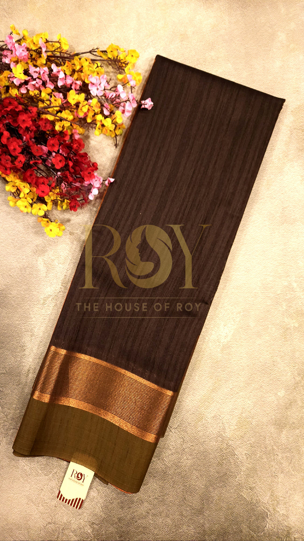 Dark brown Silk cotton Saree