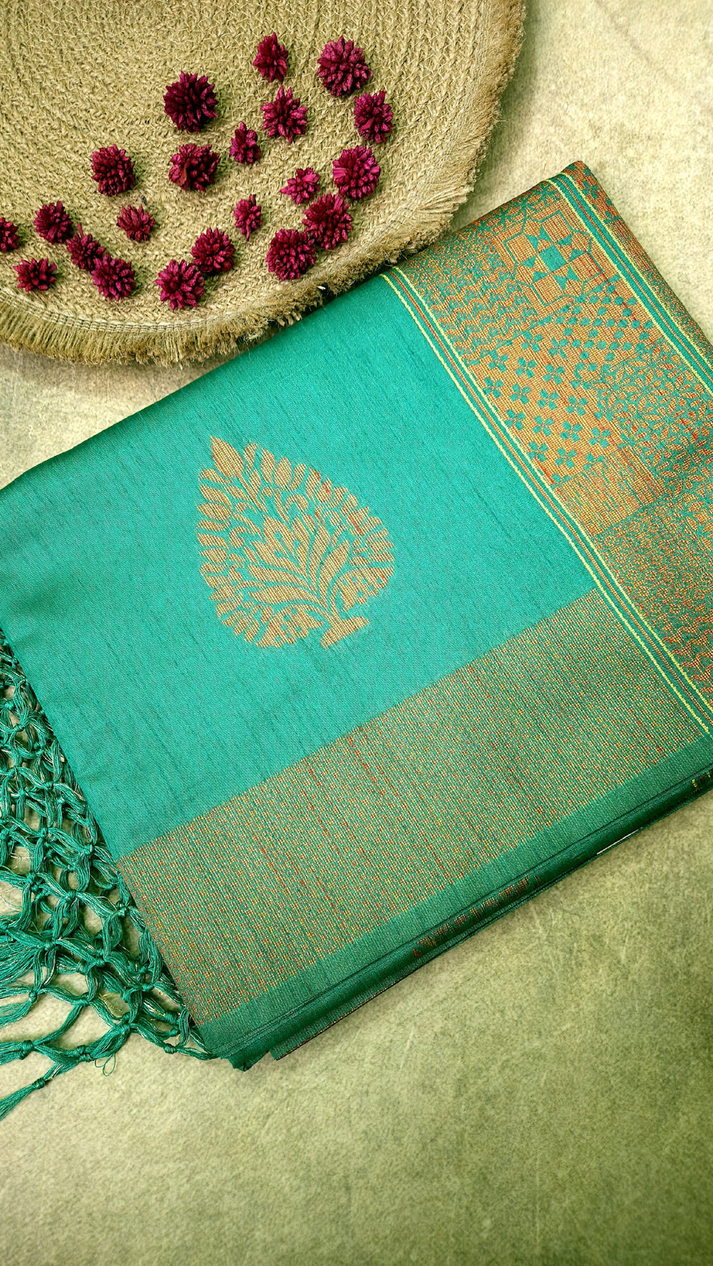 Dark Green Silk Cotton Saree