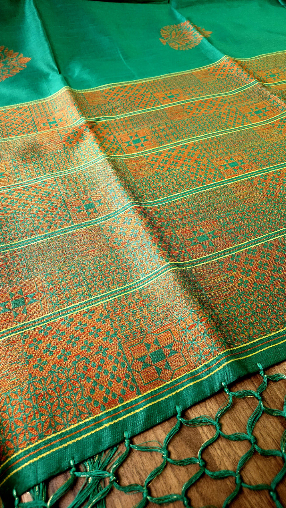 Dark Green Silk Cotton Saree