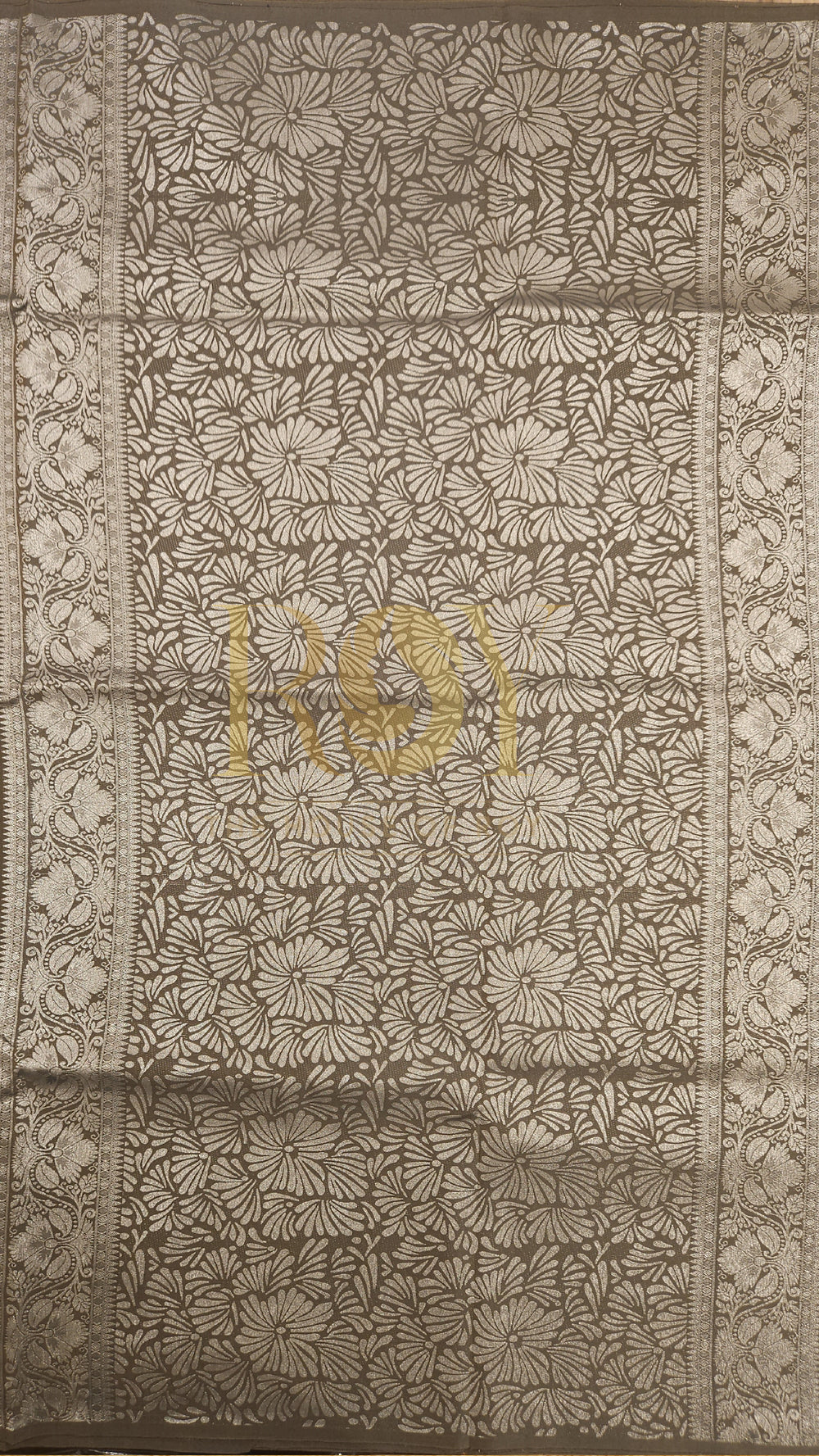 Dusty Brown Embossed Silk Saree