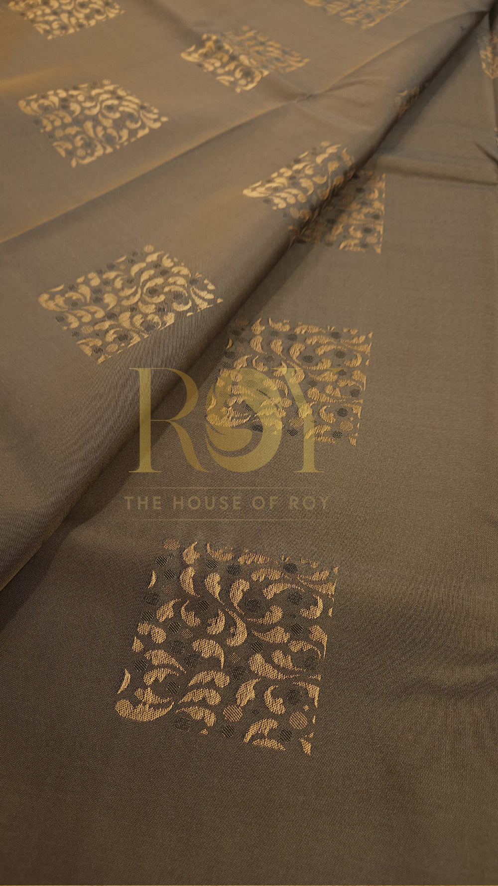 Dusty Brown Embossed Silk Saree
