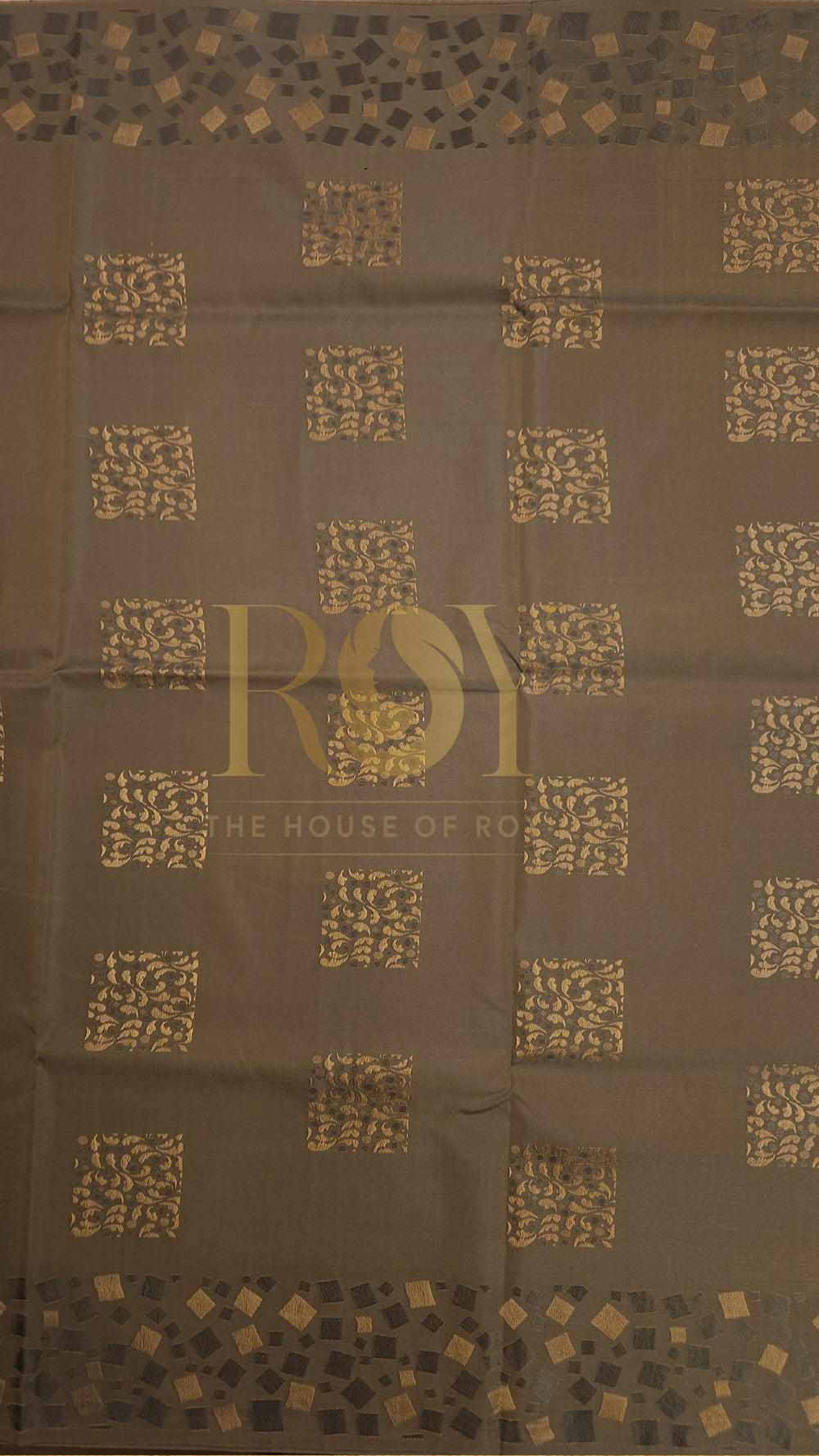 Dusty Brown Embossed Silk Saree