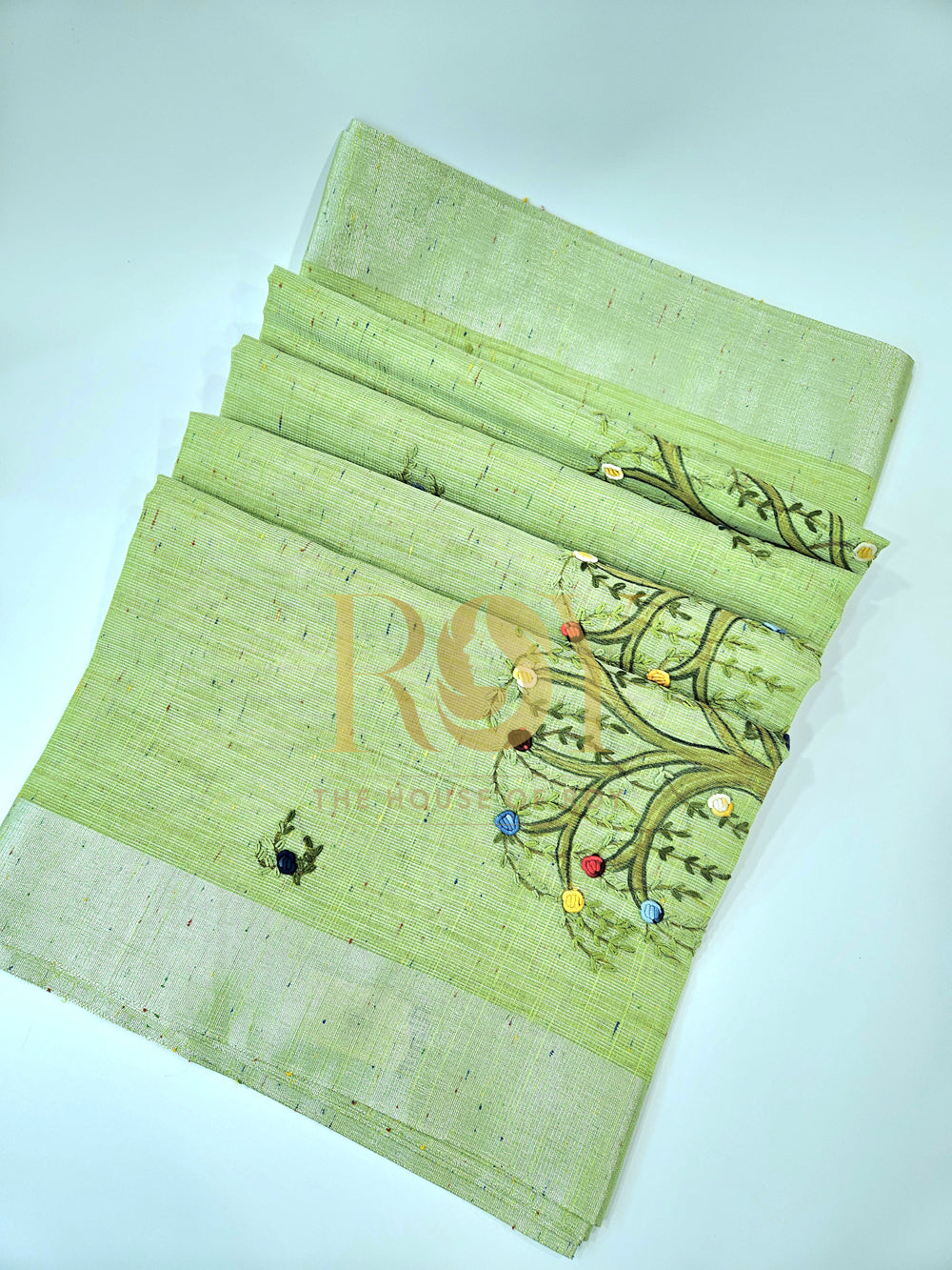 Bright Green Embroidery Saree