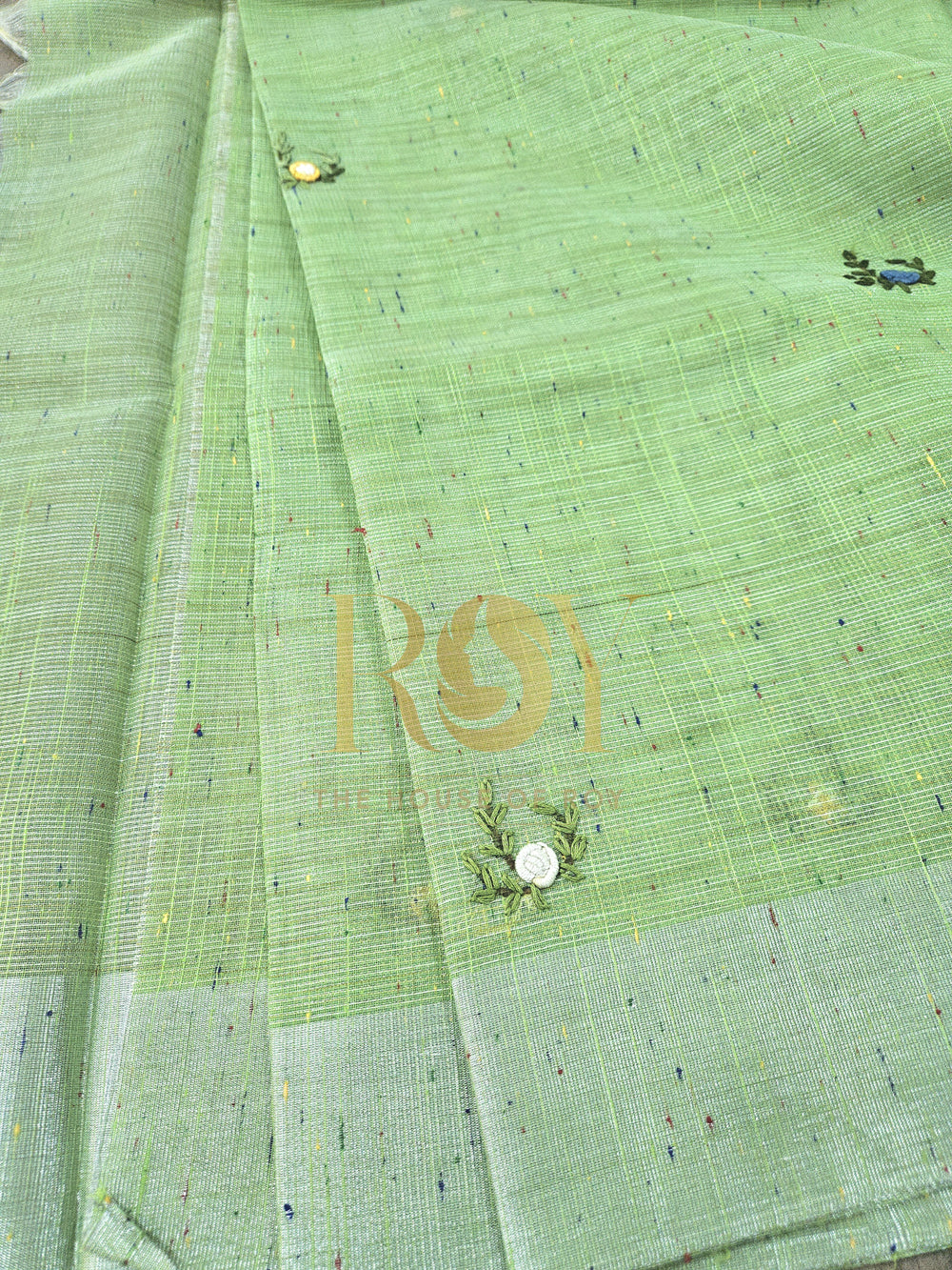Bright Green Embroidery Saree