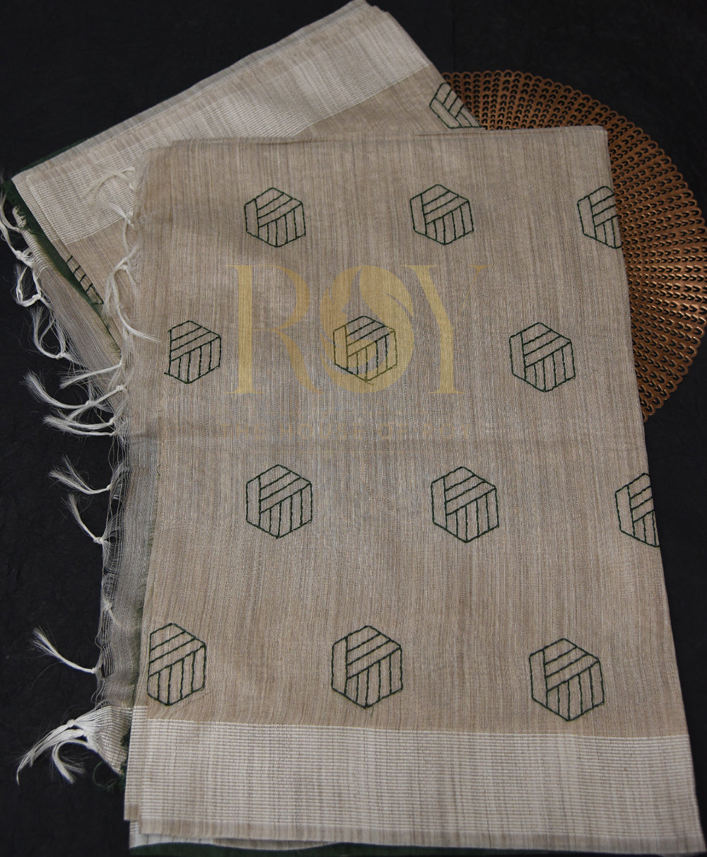 jute cotton embroidery saree
