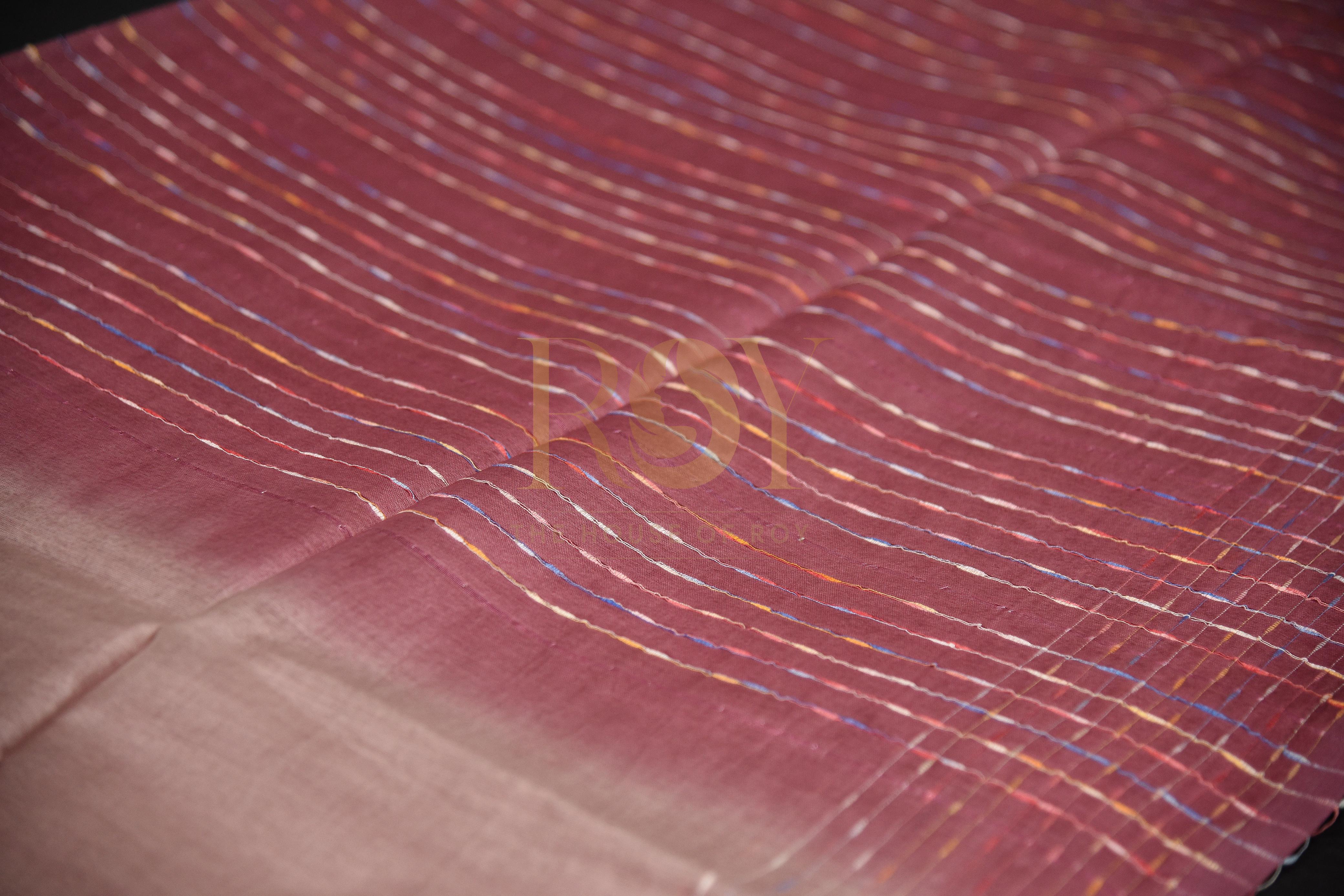 Semi Tussar Saree with Contrast Pallu & Zari Butta
