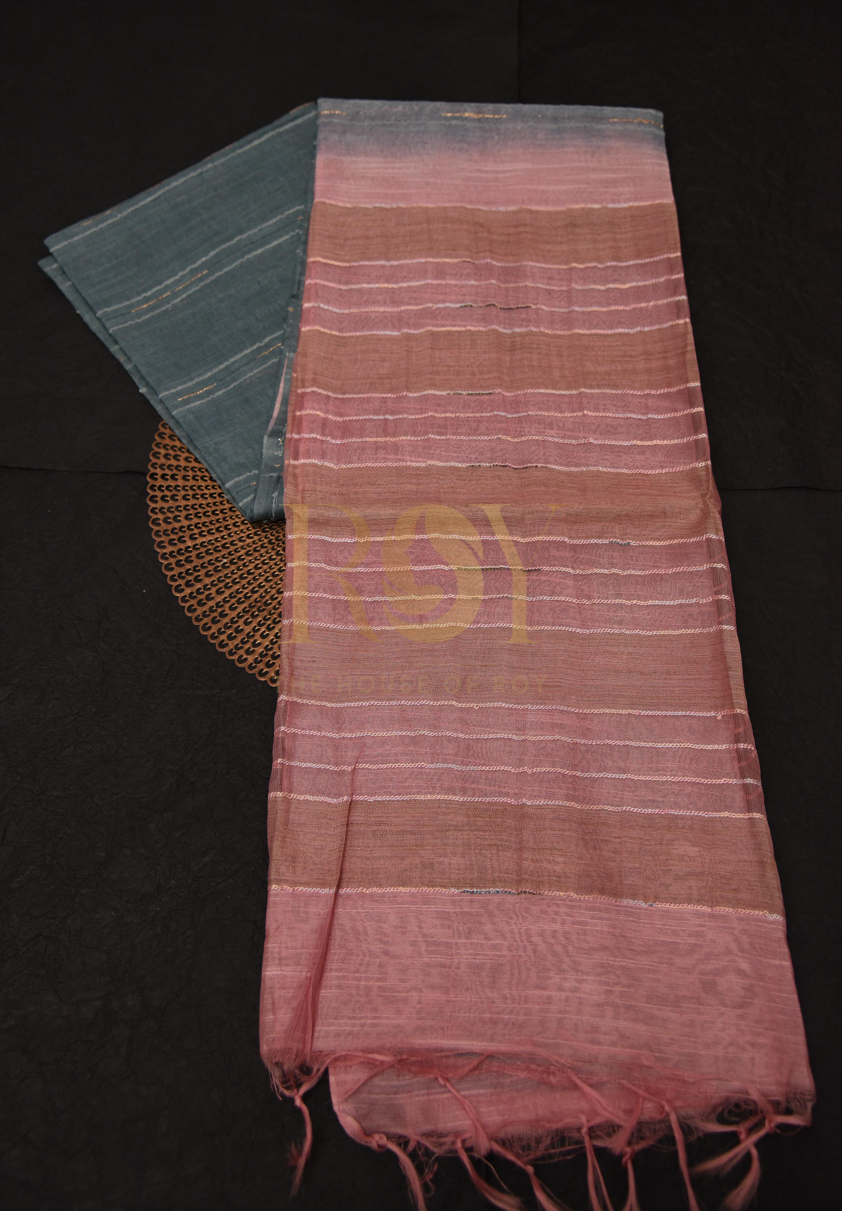 Multicolor Semi Tussar Saree with Fancy Weave