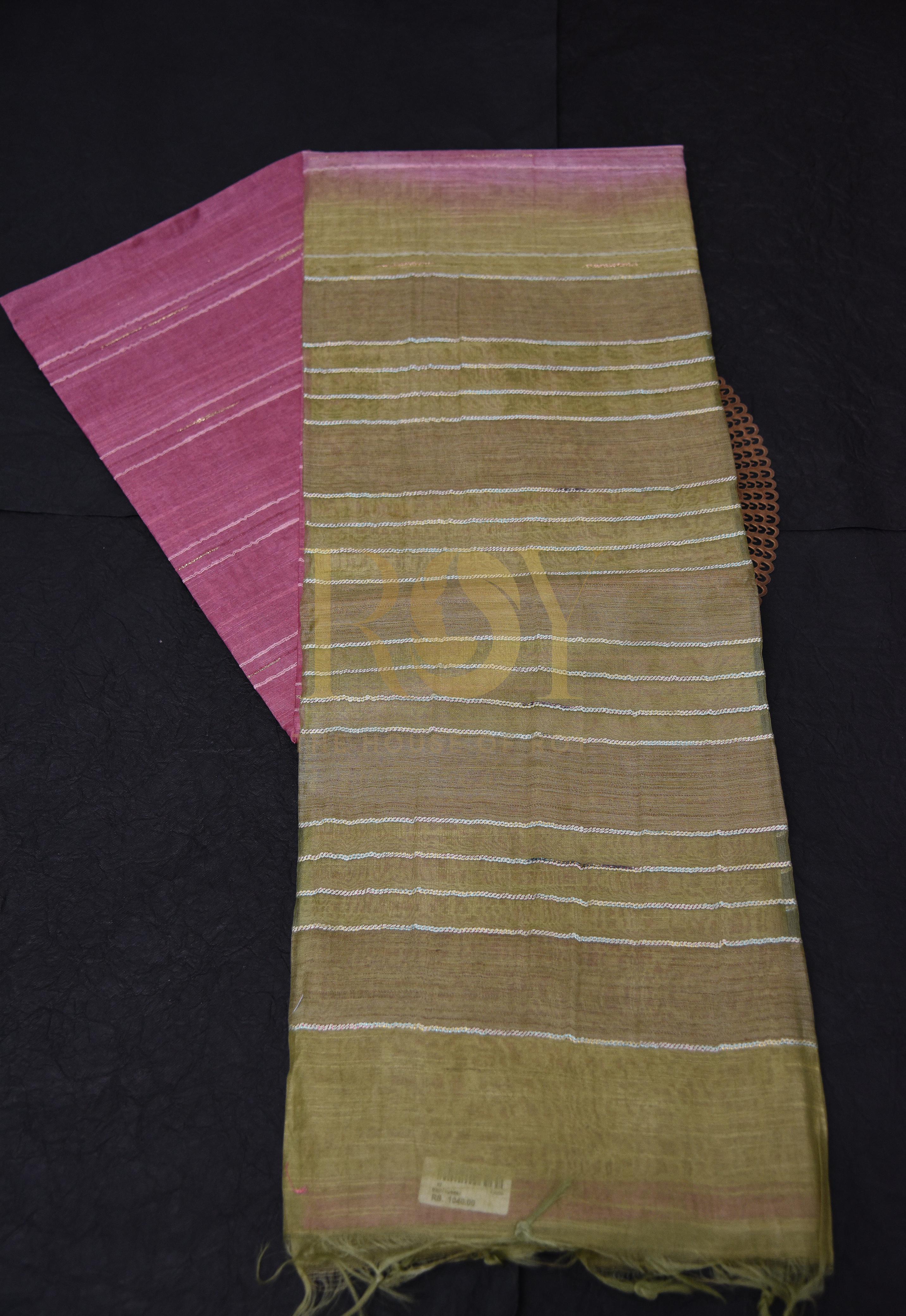 Multicolor Semi Tussar Saree with Fancy Weave