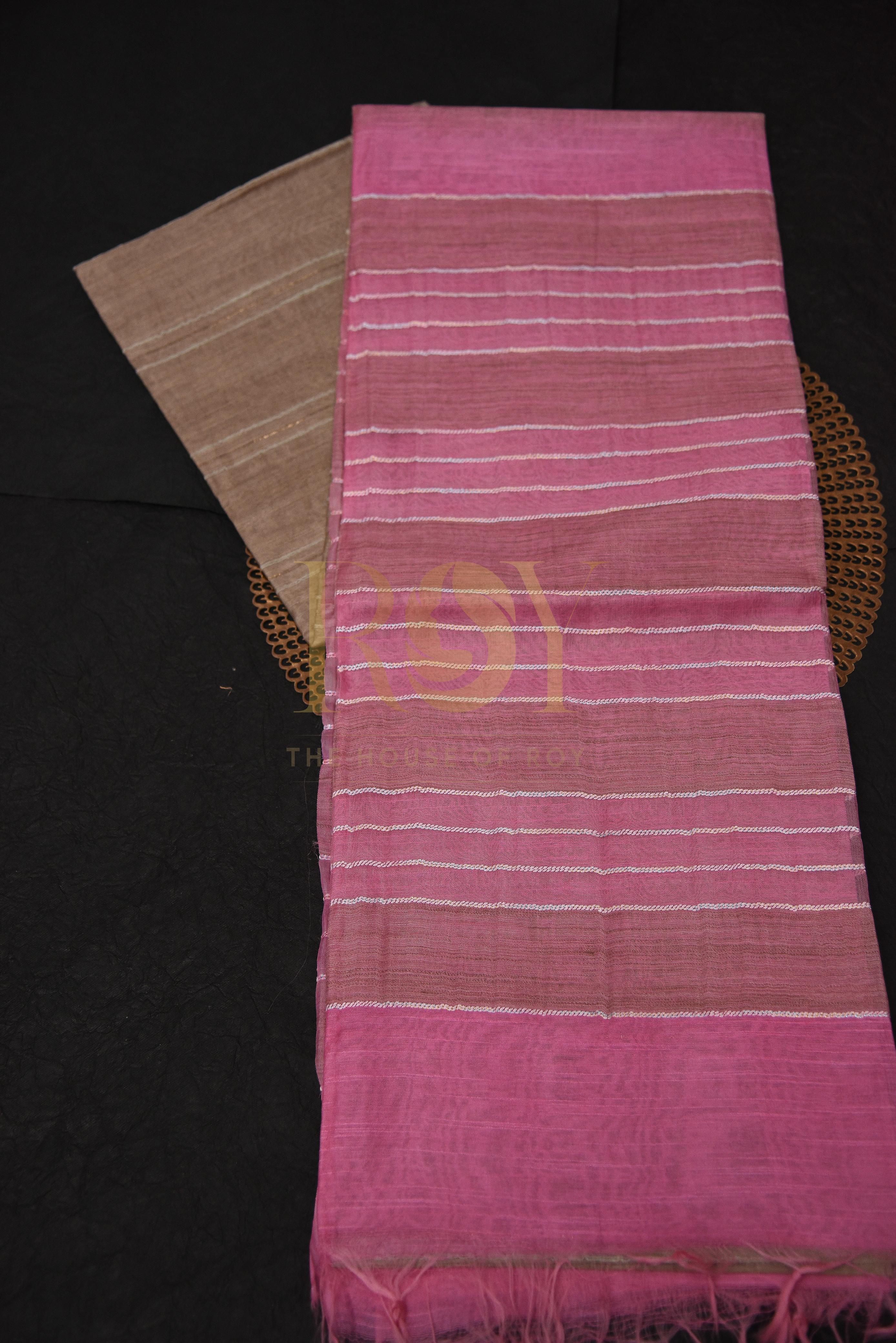 Multicolor Semi Tussar Saree with Fancy Weave
