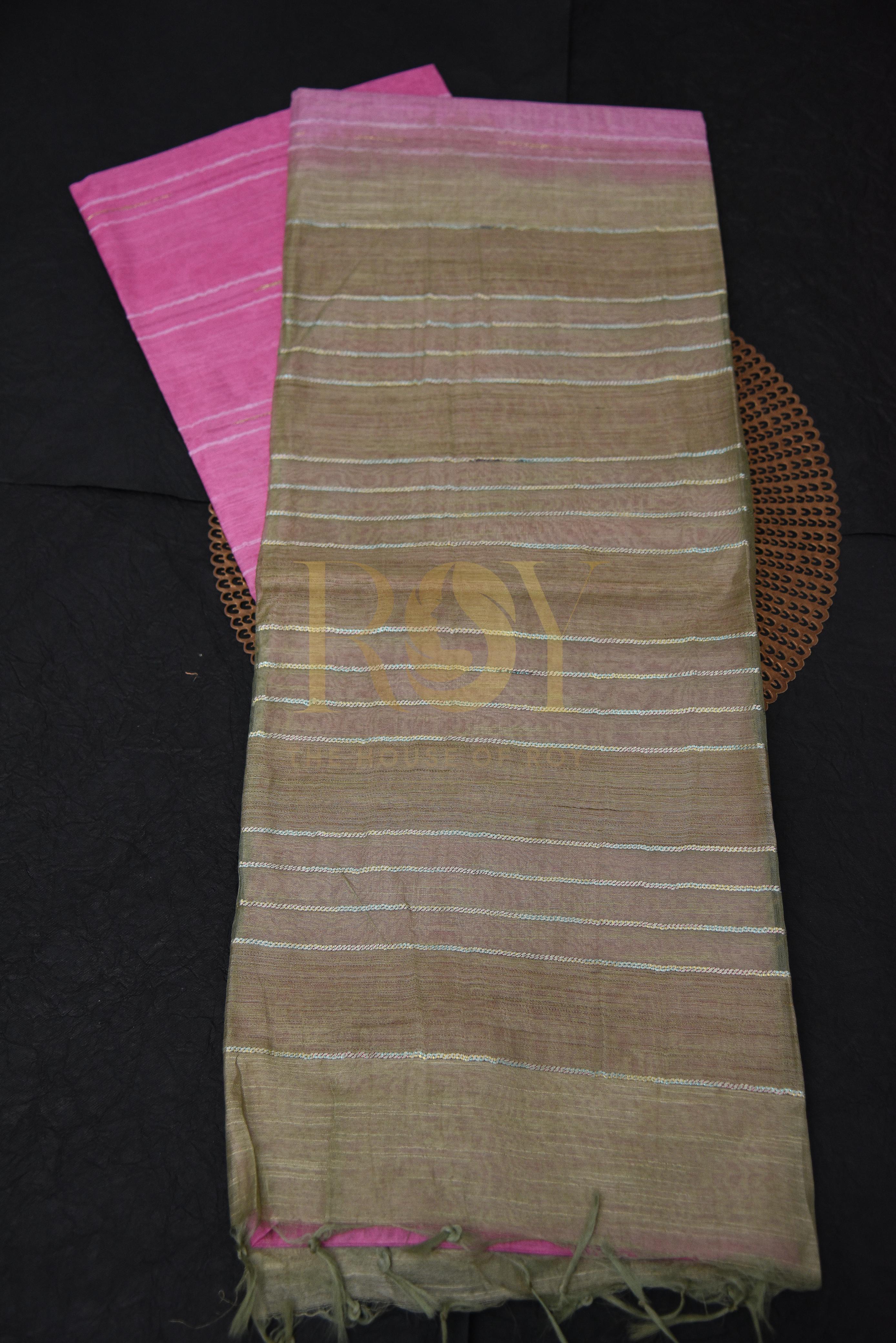Multicolor Semi Tussar Saree with Fancy Weave