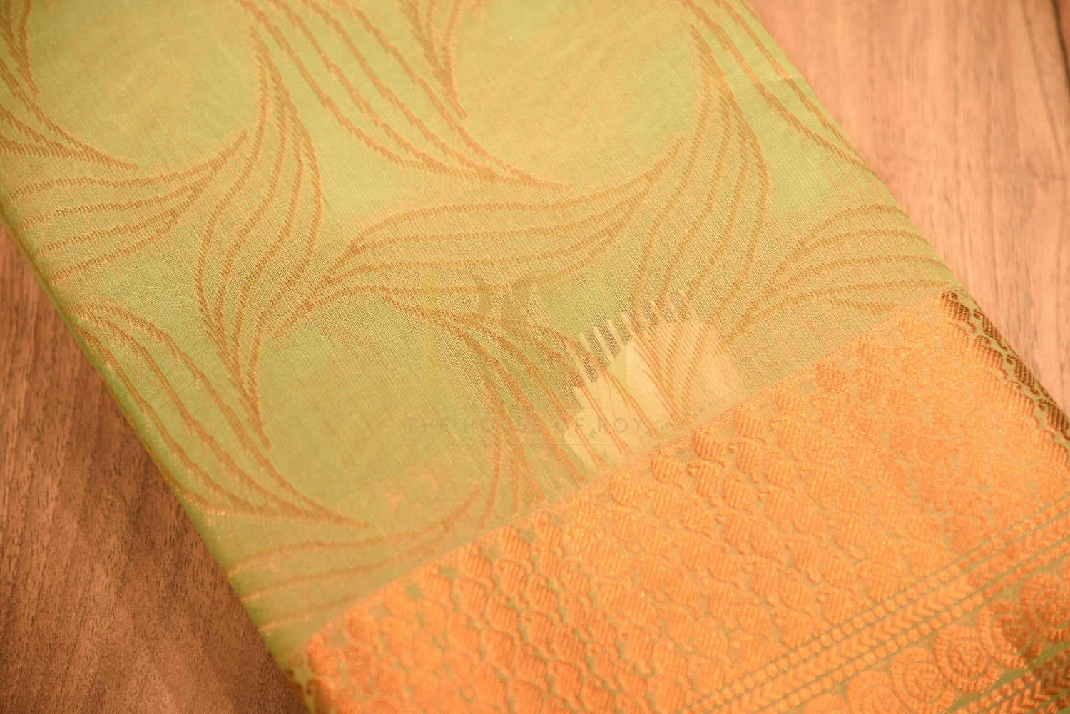 Cotton Saree with Fancy Jari Motif in Pastel Green