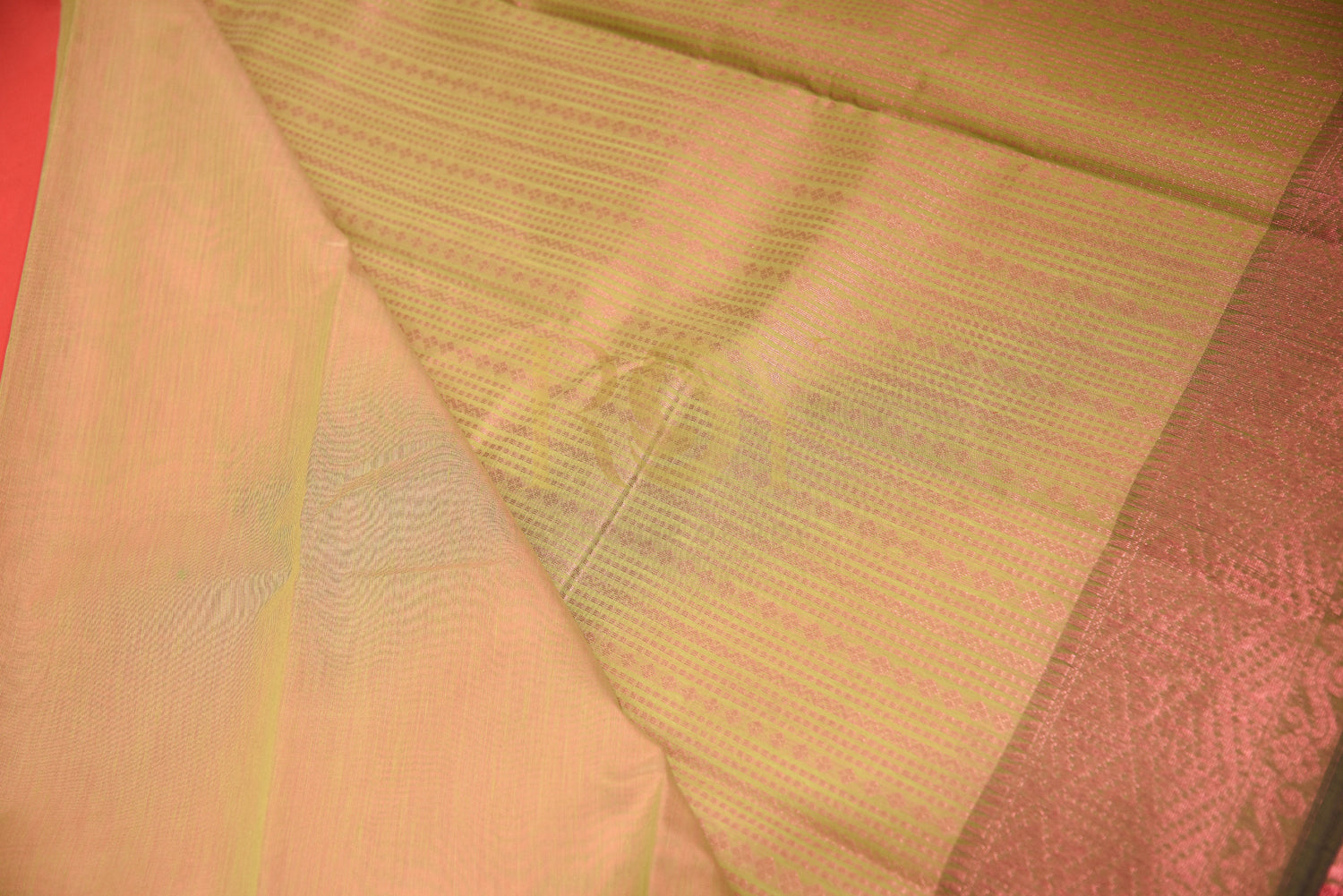 Powder Green Cotton Saree with Fancy Jari Motif