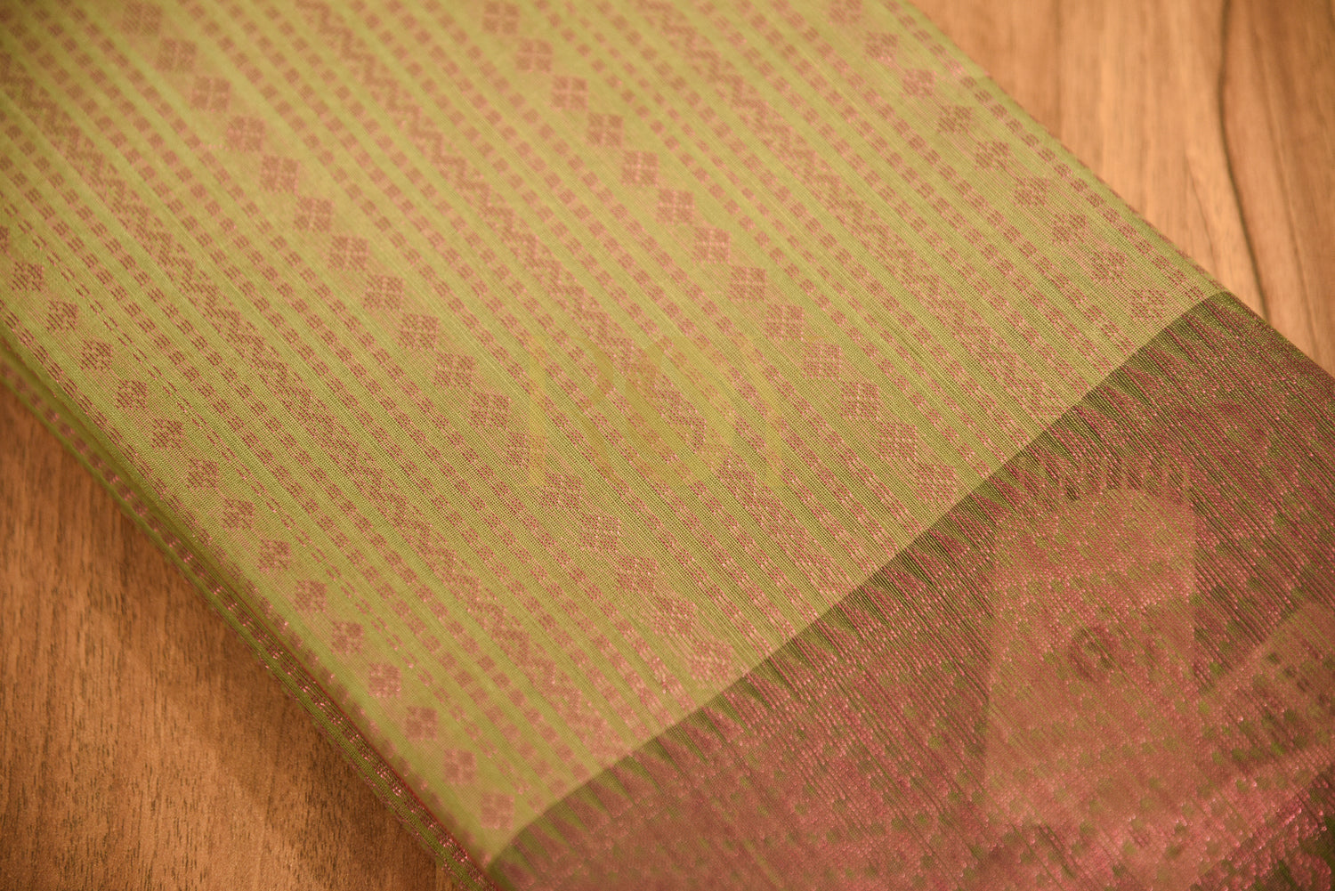 Powder Green Cotton Saree with Fancy Jari Motif