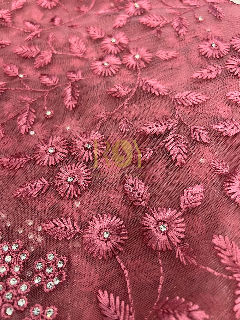 Fancy Net Saree Mauve Pink