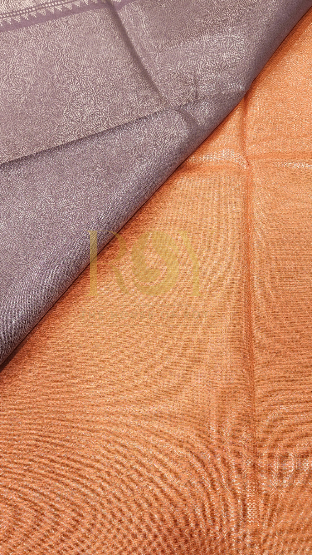 Fanta Orange & Deep Lavender Silver Zari Saree